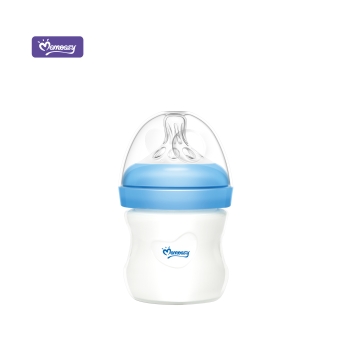 momeasy natural glass feeding bottle 120ml blue 44911