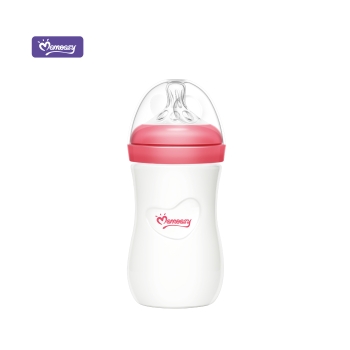 momeasy natural glass feeding bottle 240ml red 44912